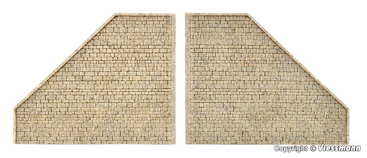 H0 Stützwand aus Steinkunst, passend zu 48100, 2 Stück