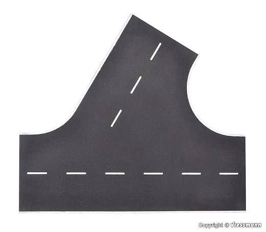 H0 Strassenplatte Asphalt aus Steinkunst, 60°-Einmündung nach rechts, L 22 x B 19,5 cm