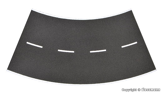 H0 Strassenplatte Asphalt aus Steinkunst, 45°-Kurve, Radius 15 cm