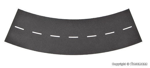 H0 Strassenplatte Asphalt aus Steinkunst, 45°-Kurve, Radius 30 cm