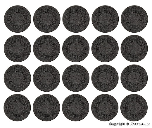 H0 Set Gullideckel aus Steinkunst, 20 Stück