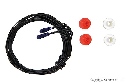 Glühlampen blau T1/2, Ø 1,8 mm, 16 V, 30 mA, 2 Kabel, 2 Stück