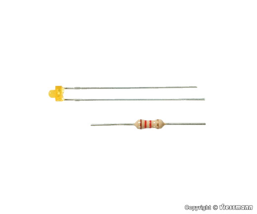 LED gelb Ø 1,8 mm, inkl. Vorwiderstände, 3 Stück