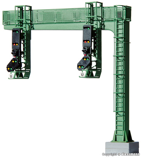 H0 Signalbrücke mit 2 Einfahrsignalen und Multiplex-Technologie