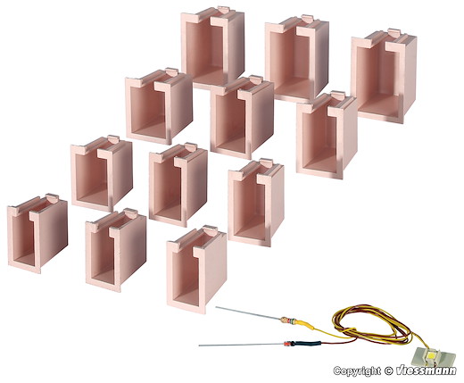 Hausbeleuchtungs-Startset, 12 Boxen, 4 verschiedene Größen, 1 LED weiß