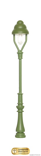 H0 Einheits-Gaslaterne grün, LED warmweiss