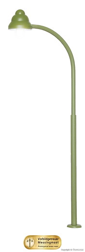 H0 Bogen-Gaslaterne grün, LED warmweiss