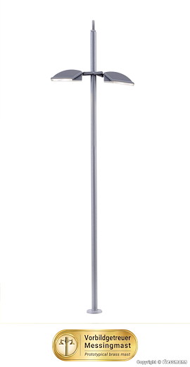 H0 Stadtleuchte modern, doppelt, 2 LEDs weiß