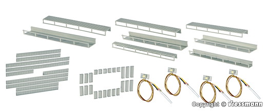 Startset Etageninnenbeleuchtung, 8 Schienen, 4 verschiedene Grössen, 4 LEDs weiss
