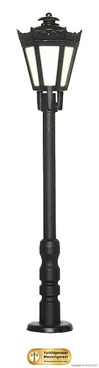 H0 Parklaterne schwarz, LED warmweiß