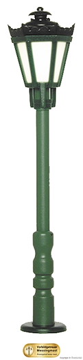H0 Parklaterne grün, LED warmweiss