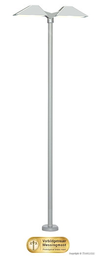 H0 Moderne Bahnsteigleuchte doppelt, 2 LEDs weiss