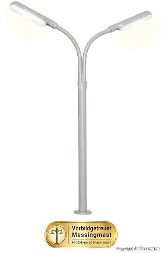 H0 Peitschenleuchte doppelt, 2 LEDs weiss