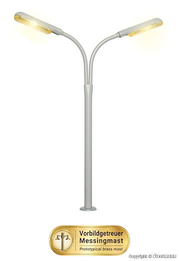 H0 Peitschenleuchte doppelt, 2 LEDs gelb