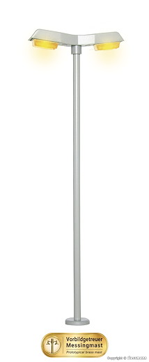 H0 Strassenleuchte modern, doppelt, 2 LEDs gelb