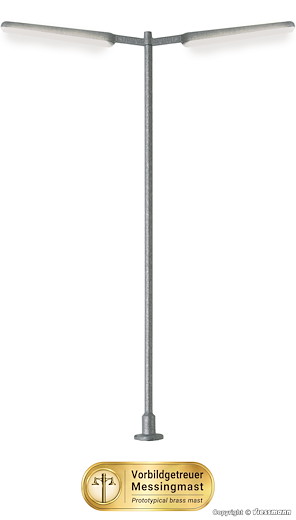 H0 Schlanke Strassenleuchte doppelt, 2 LEDs weiss