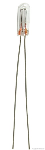 Glühlampe klar T 3/4, Ø 2,3 mm, 16 V, 30 mA, 2 blanke Drähte