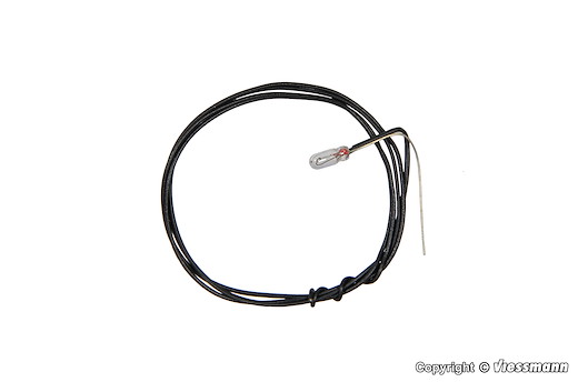 Glühlampe klar T 1/2, Ø 1,8 mm, 10 V, 30 mA, 1 Kabel, 1 blanker Draht