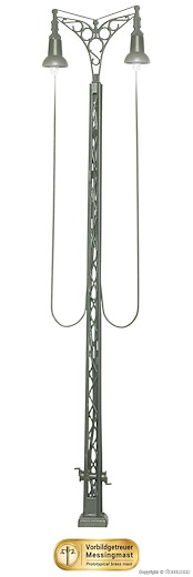H0 Gittermastleuchte zweiflammig, 2 LEDs warmweiss