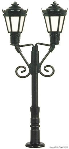 N Parklaterne zweiflammig, schwarz, 2 LEDs warmweiss