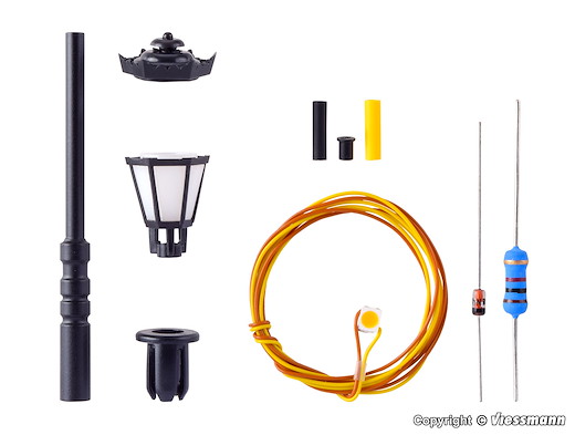 H0 Bausatz Parklaterne, LED warmweiss