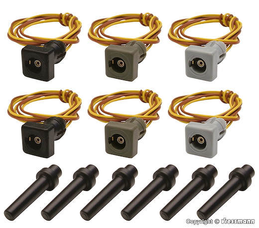 H0 Kontaktstecksockel-Set, 6 Stück (grau, grün, schwarz)