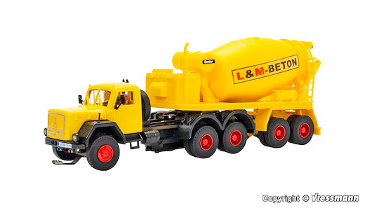 H0 MAGIRUS DEUTZ 3-achs Eckhauber mit Betonmischauflieger, Funktionsmodell