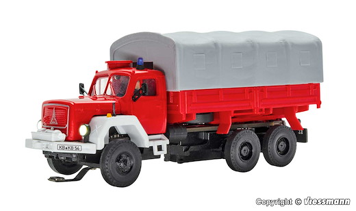 H0 Feuerwehr MAGIRUS JUPITER 3-achs mit Pritsche, Plane und Rundumleuchte, Funktionsmodell
