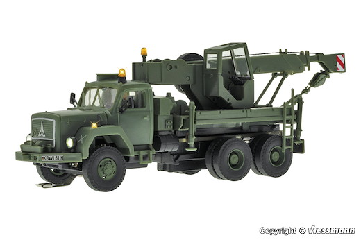 H0 MAGIRUS DEUTZ 3-achs Bergekran mit Rundumleuchte, Militär, Funktionsmodell