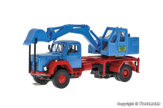 H0 MAGIRUS DEUTZ 2-achs Eckhauber mit Baggeraufbau Funktionsmodell