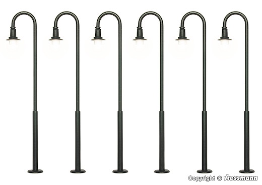 H0 Bogenleuchte, LED warmweiss, 5+1