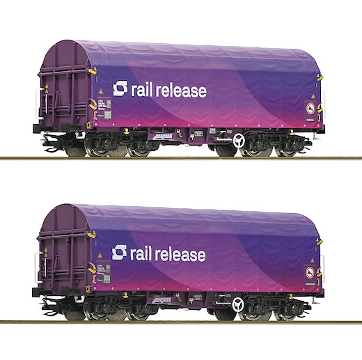 2-tlg. Set: Schiebeplanenwagen, Railrelease, Privatbahn