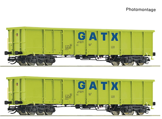 2-tlg. Set: Offene Güterwagen, GATX