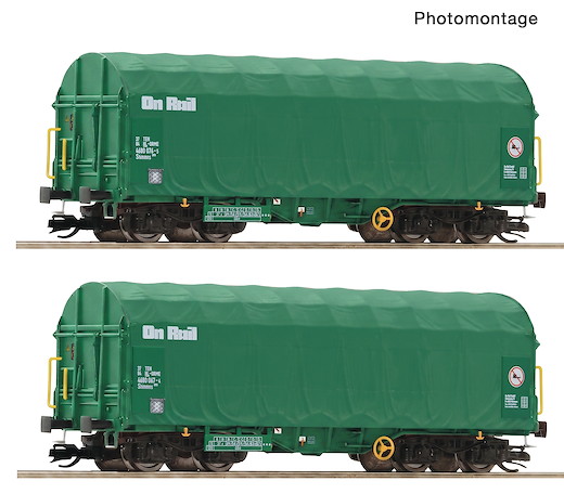 2-tlg. Set: Schiebeplanenwagen, On Rail, Privatbahn