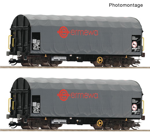 2-tlg. Set: Schiebeplanenwagen, Ermewa, Privatbahn
