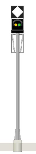 SBB - Vorsignal 2 Lichter (Gelb/Grün) und Merktafel