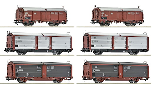 6-tlg. Display: Rangierbahnhof/Schiebedach-/Schiebewandwagen, DB